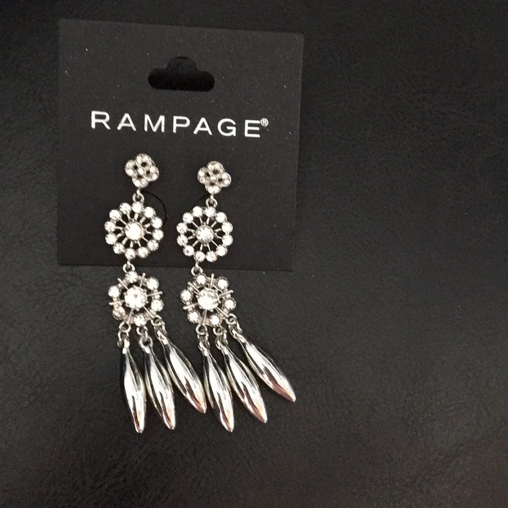 New Rampage Crystal & Silver Chandelier Earrings